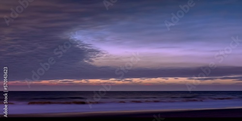 After sunset, the sky at the sea in Westerland Sylt. The sky and the ocean. Generative AI