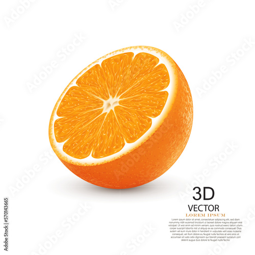 Half of fresh orange fruit isolated on the white background.realistic fruits design template vector illustration.