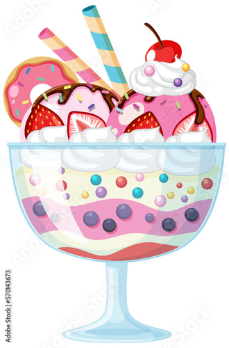 Ice cream sundae served in a glass bowl