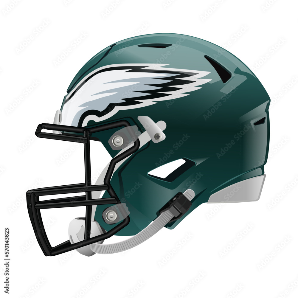 Vector green helmet of the American Football team. Eagles Stock Vector
