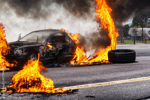 fire burning a car © Eduardo