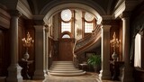 Cozy Beautiful Byzantine-inspired grand entrance hall Interior Design for Your Home: Bold, Colorful, and Unique Style for Room Renovations, Furniture, and Architecture (generative AI)
