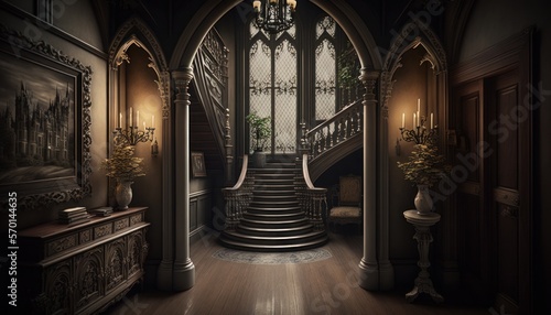 Cozy Beautiful Gothic and dramatic Interior Design for Your Home  Bold  Colorful  and Unique Style for Room Renovations  Furniture  and Architecture  generative AI 