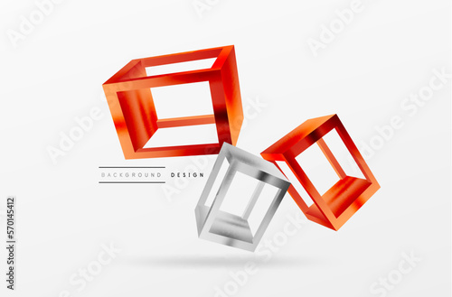 3D cube shapes vector geometric background. Trendy techno business template for wallpaper, banner, background or landing