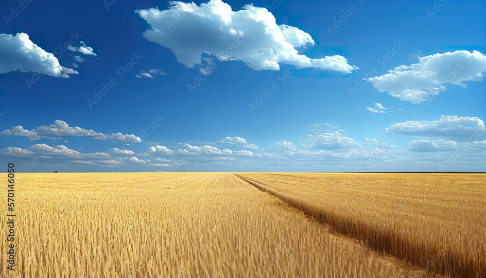 Rolling wheat field with a lightly cloudy blue sky. Rolling wheat field with a lightly cloudy blue sky.