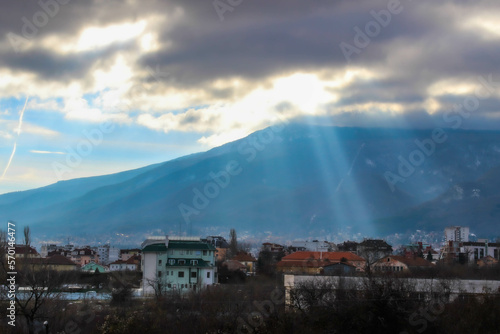mountain and sun rays