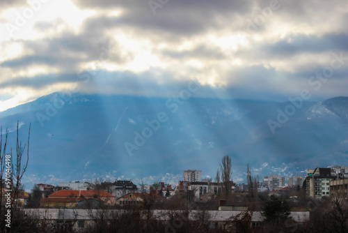 mountain and sun rays