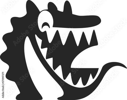 Black and white Simple logo with an aesthetic Cheerful crocodile.