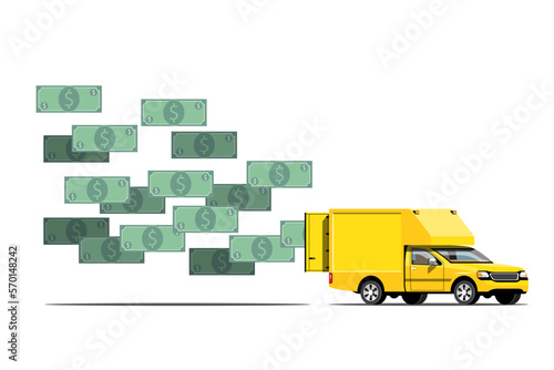 Delivery car with order on mobile vector illustration