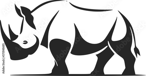 Black and white basic logo with a charming rhinoceros