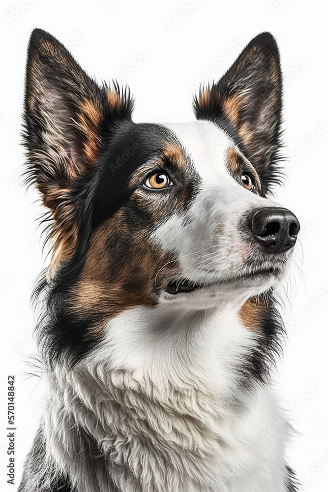 Dog portrait on a white background. ia generate