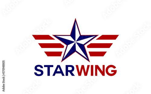 Star with wings logo design template