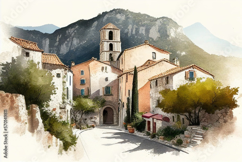 Village provençale à l'aquarelle photo