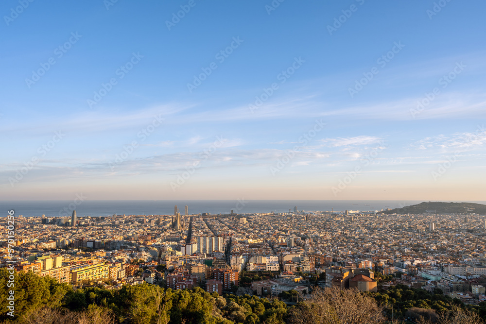 View of Barcelona with the Mediterranean Sea in the back