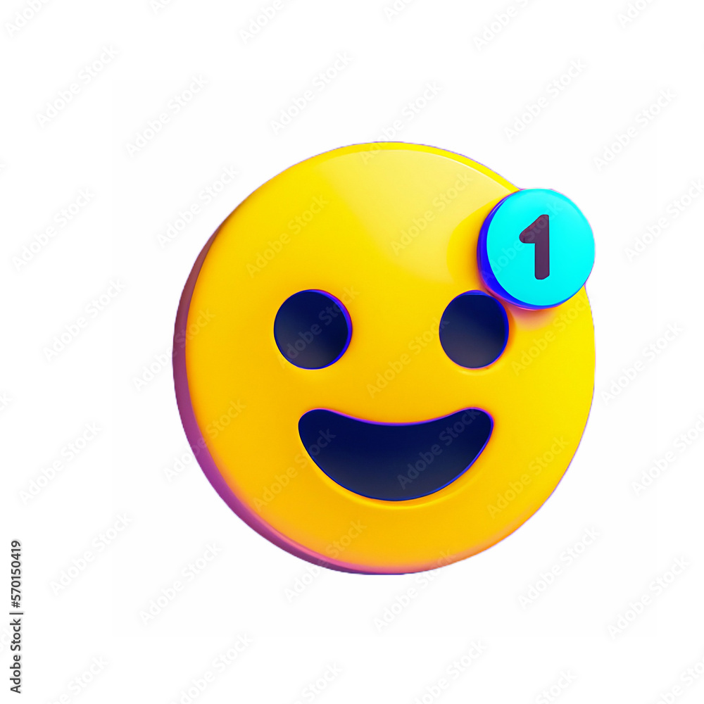 Fototapeta premium illustration 3d emoji happy face with transparent background