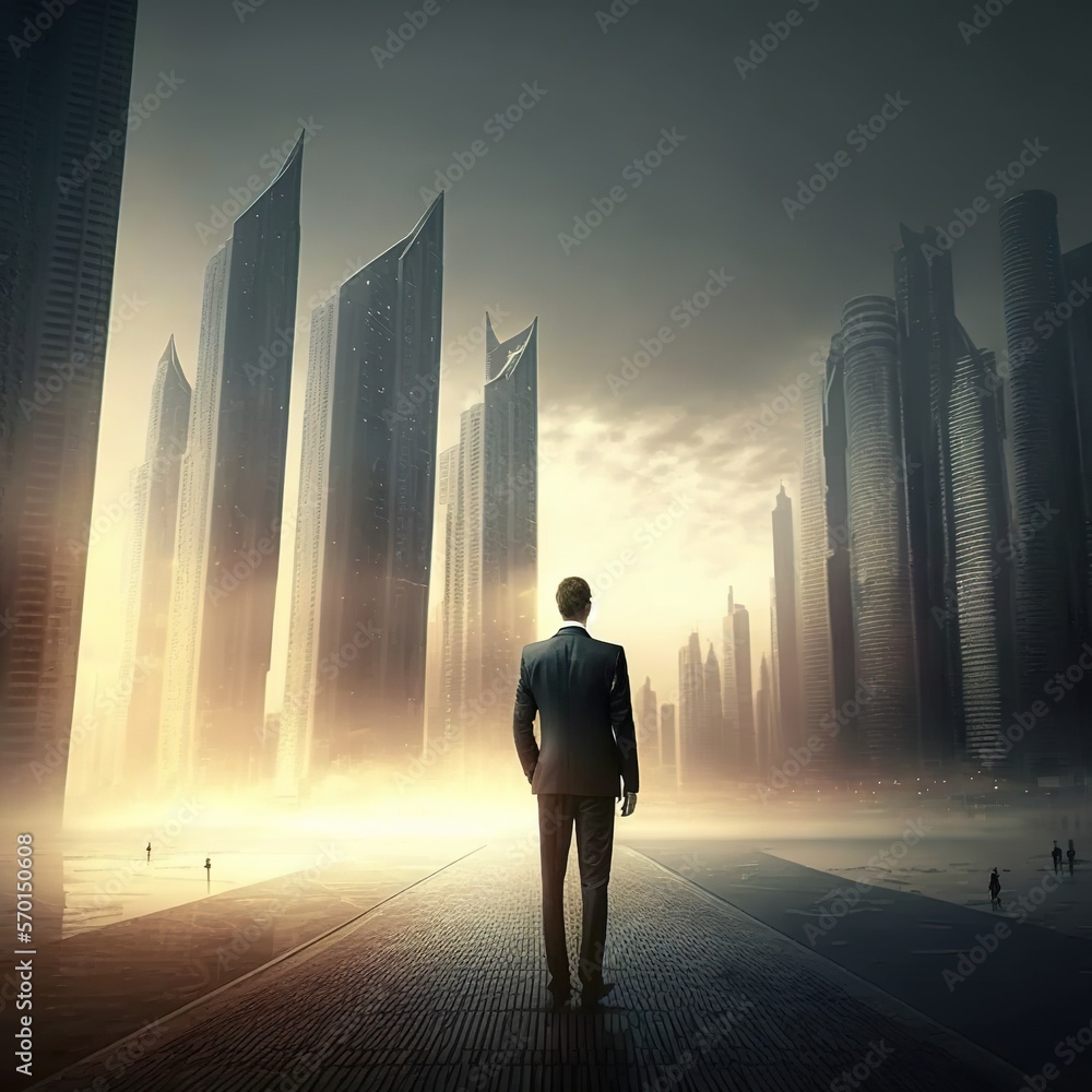 Businessman in city.Generative AI Businessman in city.Generative AI