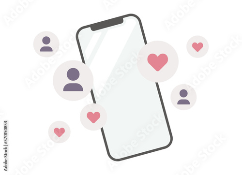 スマホといいね フォロワー マーク ベクターイラスト