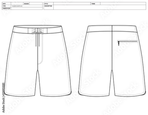 Customizable Shorts Vector Illustration, Pant Template, Flats Sketch, Clip Art Technical Fashion Flats Sketch High Quality Vector Outline, Dress Pants Adobe Illustrator, Board Shorts Technical Drawing