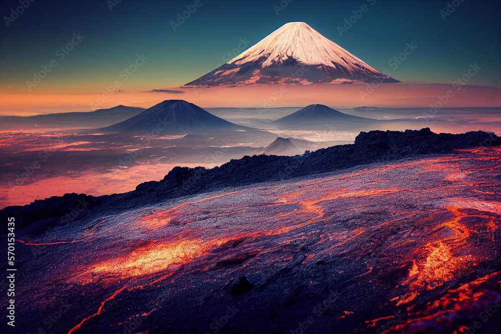 Wallpaper of volcano landscape. generative ai Wallpaper of volcano landscape. generative ai