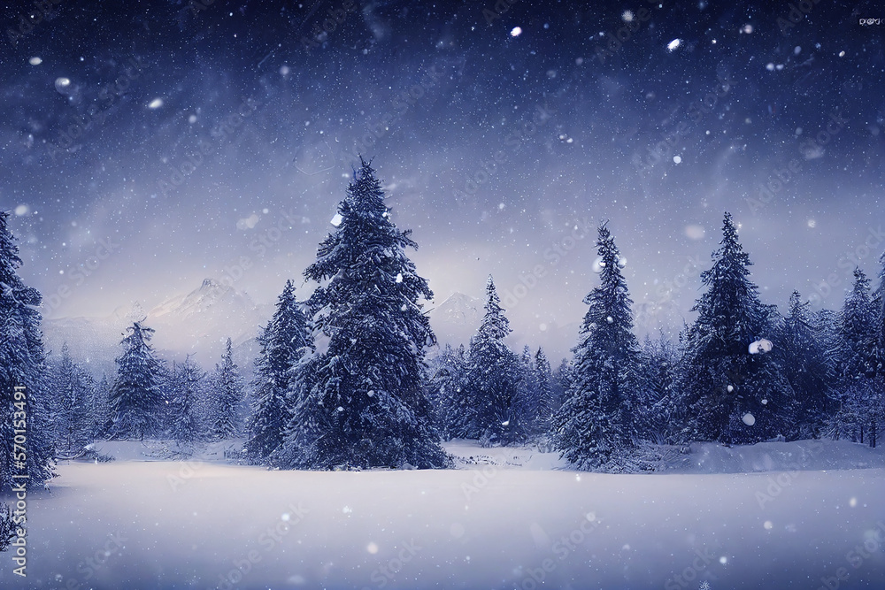 Wallpaper of beautiful snowy winter landscape. generative ai