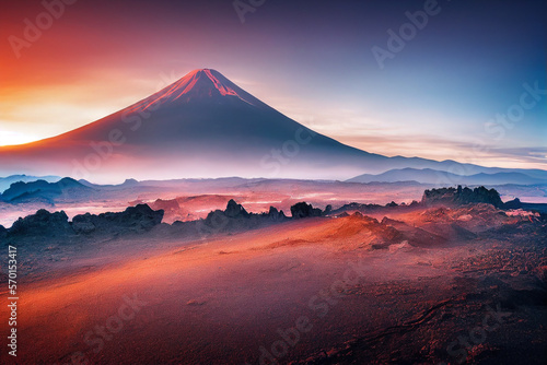 Wallpaper of volcano landscape. generative ai