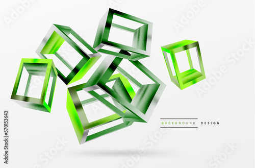 3D cube shapes vector geometric background. Trendy techno business template for wallpaper, banner, background or landing