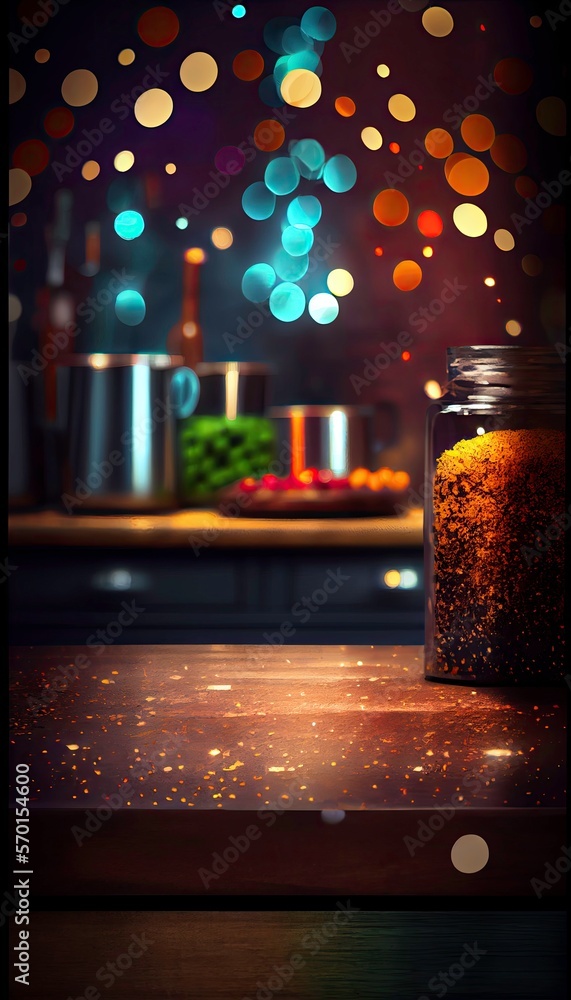 Background with Blurred Kitchen. Generative AI.