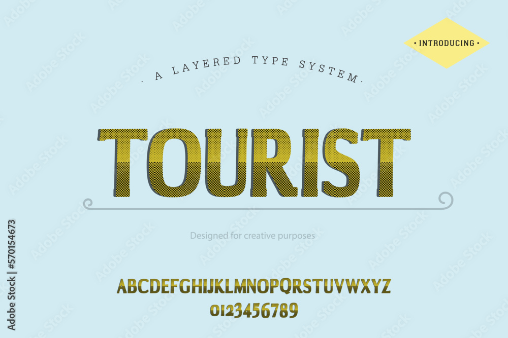 Tourist typeface. For labels and different type designs