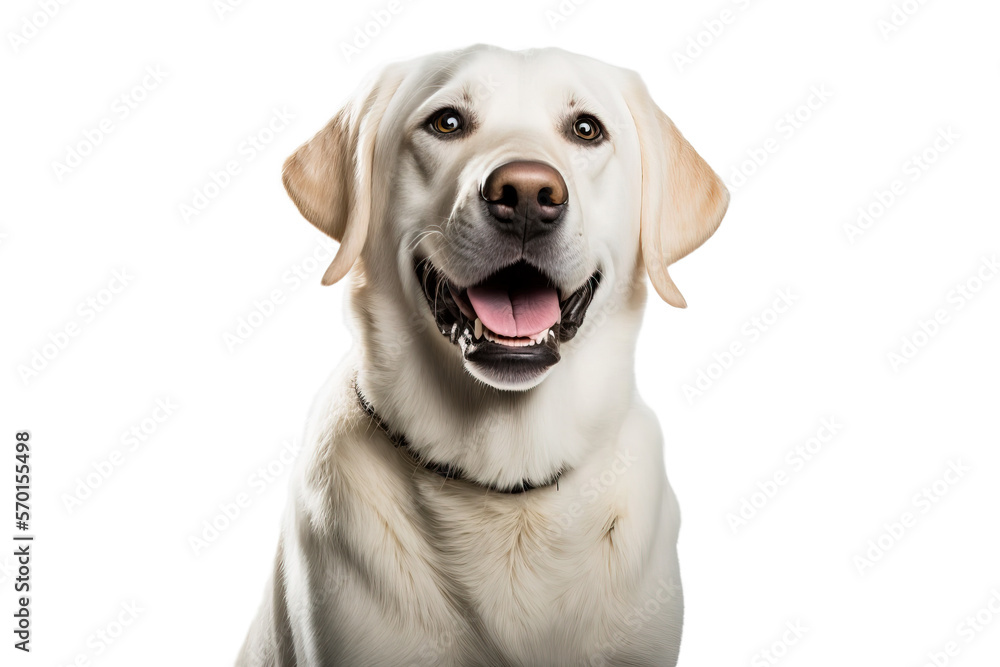 Happy labrador retriever smiling on isolated on transparent background. Portrait of a cute dog. PNG. Post-processed generative AI Happy labrador retriever smiling on isolated on transparent background. Portrait of a cute dog. PNG. Post-processed generative AI