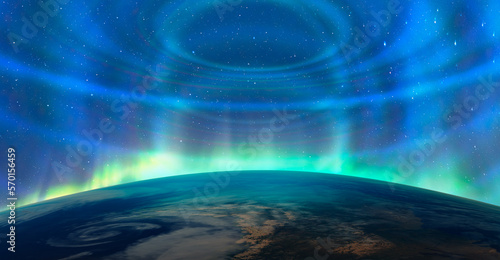 Fototapeta Naklejka Na Ścianę i Meble -  Northern lights aurora borealis over the planet Earth 