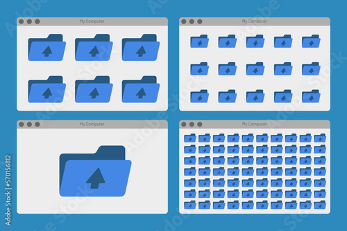 desktop interface window with folders isolated simple ui vector flat illustration