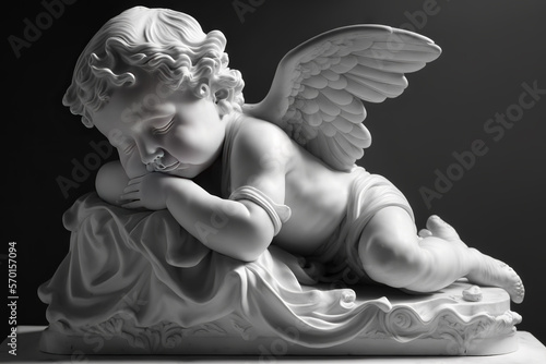 Wallpaper Mural Sleeping angel or cherub sculpture