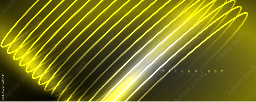 Shiny neon waves, dynamic electric motion, energy or speed concept. Vector illustration for wallpaper, banner, background, leaflet, catalog, cover, flyer Shiny neon waves, dynamic electric motion, energy or speed concept. Vector illustration for wallpaper, banner, background, leaflet, catalog, cover, flyer
