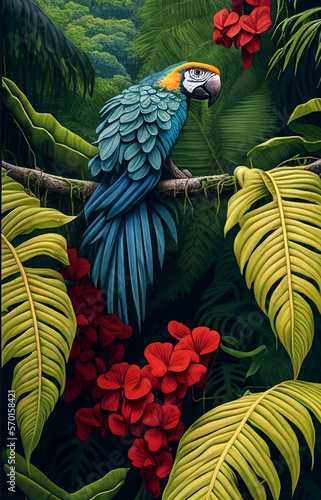 perroquet perché dans la jungle