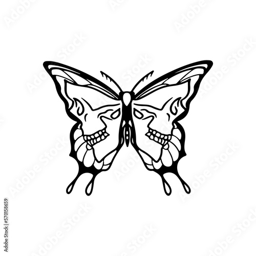 vector illustration of butterfly with skull concept