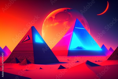 pyramids in the night - Generate AI