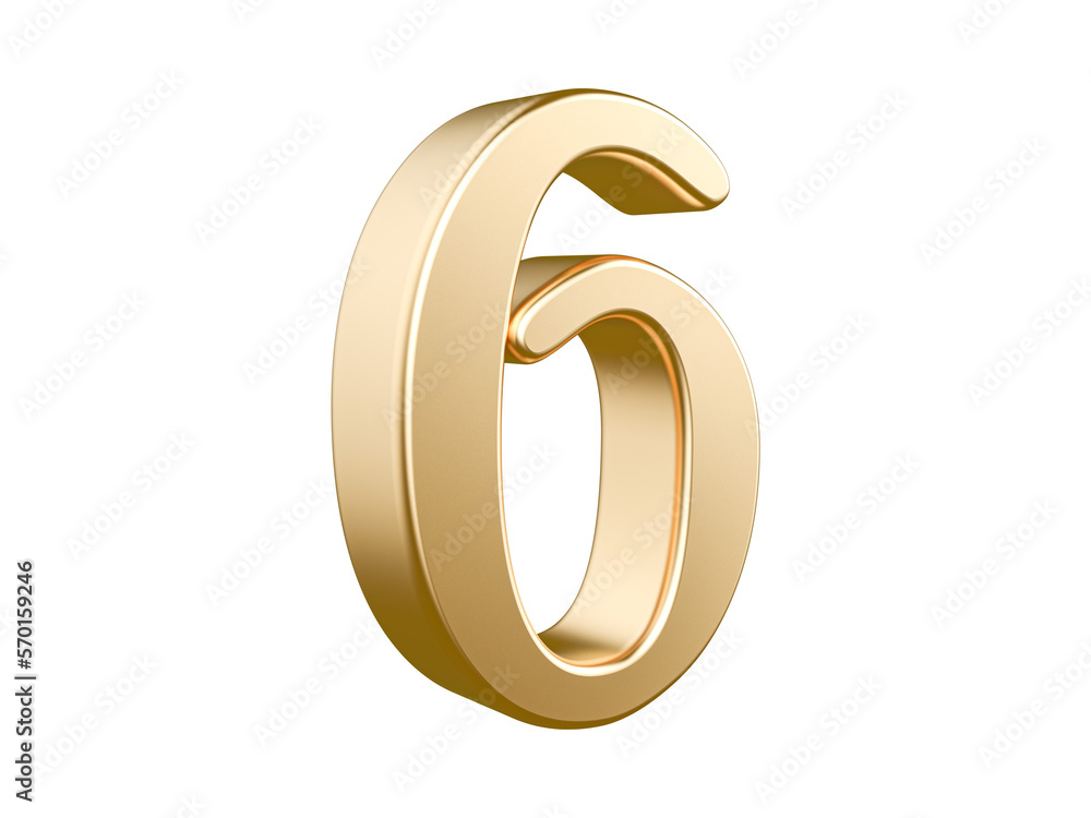 3d gold modern number 6 with Generative AI 3d gold modern number 6 with Generative AI