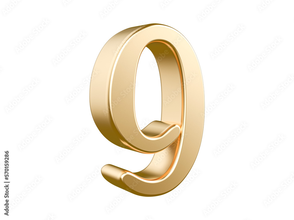 3d gold modern number 9 with Generative AI 3d gold modern number 9 with Generative AI