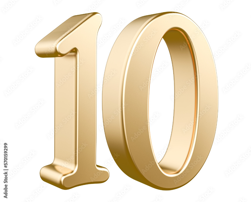 3d gold modern number 10 with Generative AI 3d gold modern number 10 with Generative AI