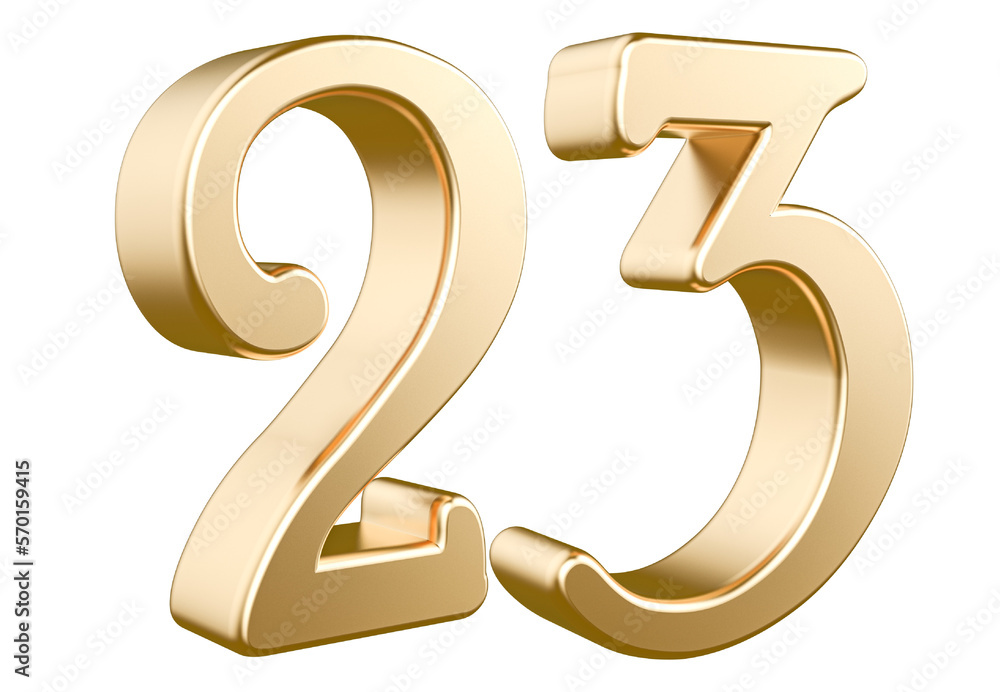 3d gold modern number 23 with Generative AI 3d gold modern number 23 with Generative AI