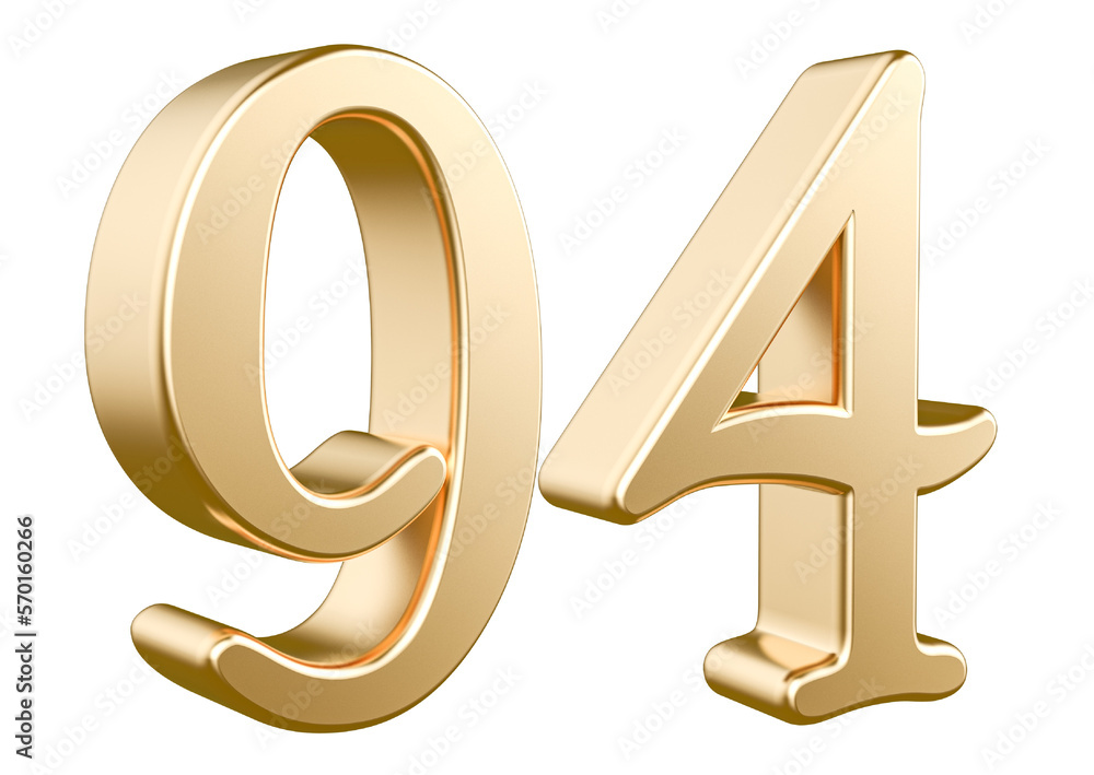 3d gold modern number 94 with Generative AI 3d gold modern number 94 with Generative AI
