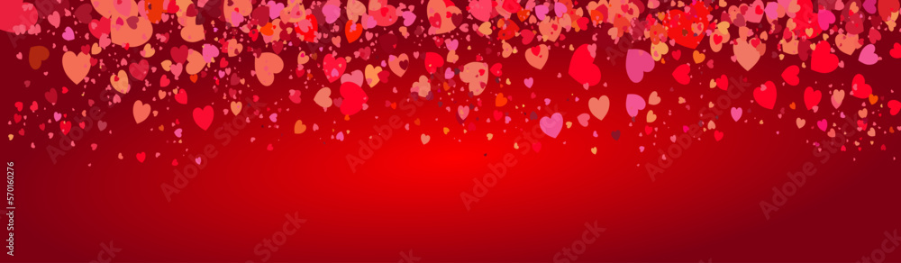 High resolution love valentine background with petals of hearts on red background