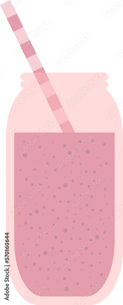 Fototapeta premium Fruit juice or smoothie in transparent glass and straw for cocktail in flat