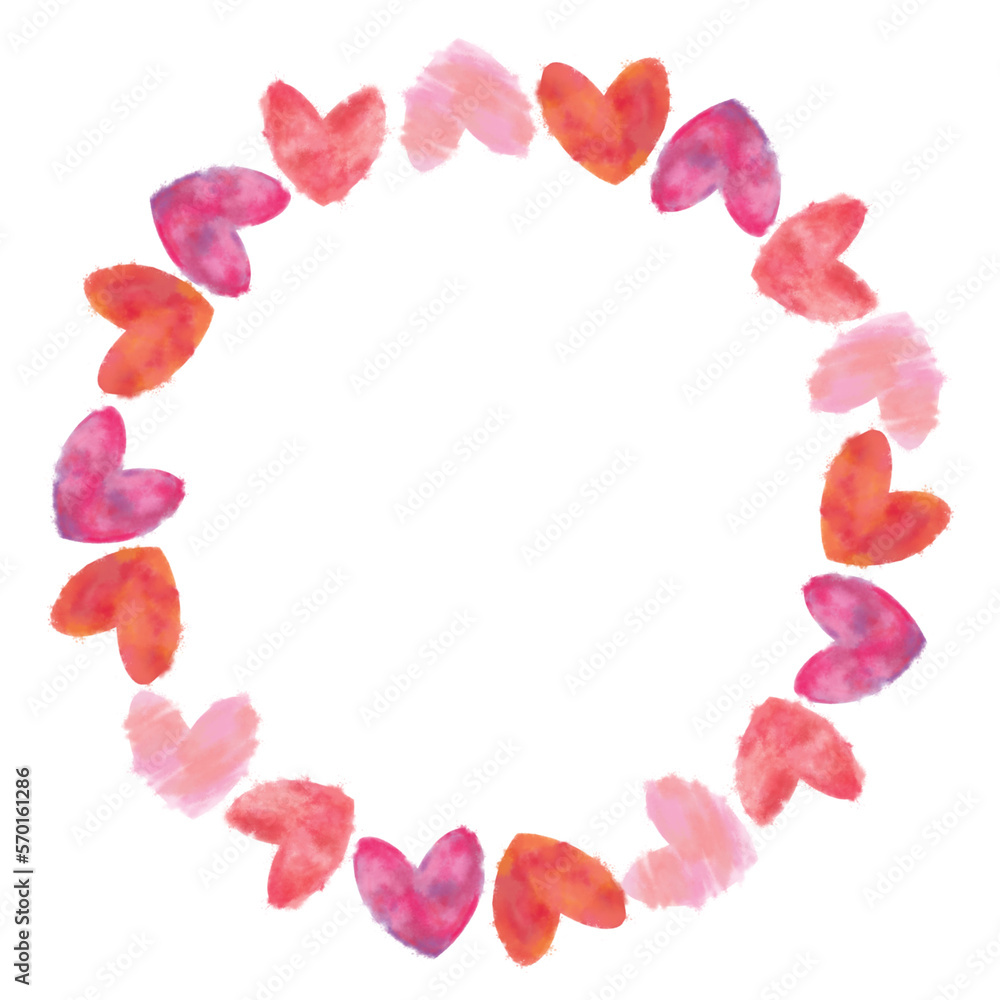 PNG Valentine Day Heart Round Frame. Romantic Design for Advertisement, Greeting Card, Invitation, Banner etc.