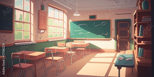 an empty class room for back to school concept. Generative AI