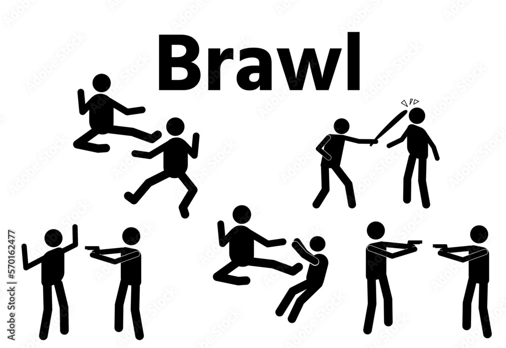 icon people are fighting. robbery. beating. brawl.