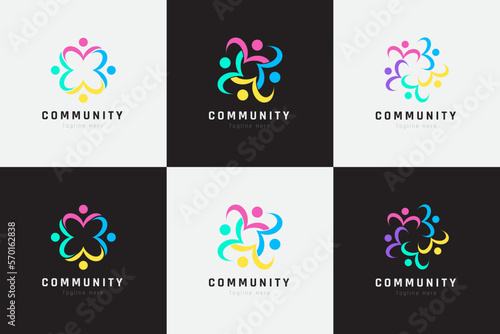 Creative colorful of people and community logo design for teams or groups collection © degungpranasiwi