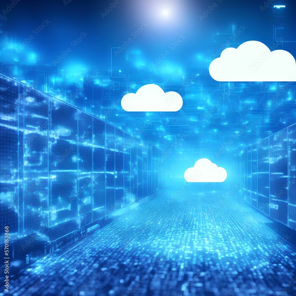 Obraz premium A concept showing data center and cloud environment