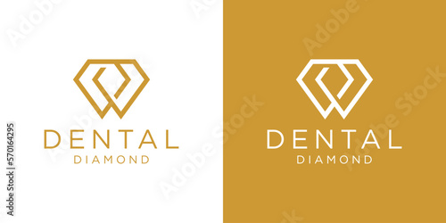 logo design line diamond and dental icon vector illustration