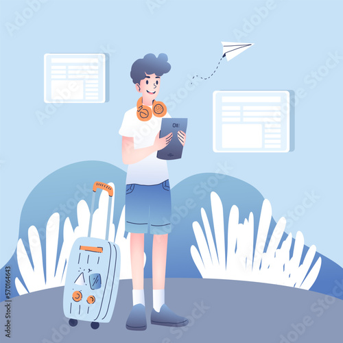 Teenager traveler cartoon character vector